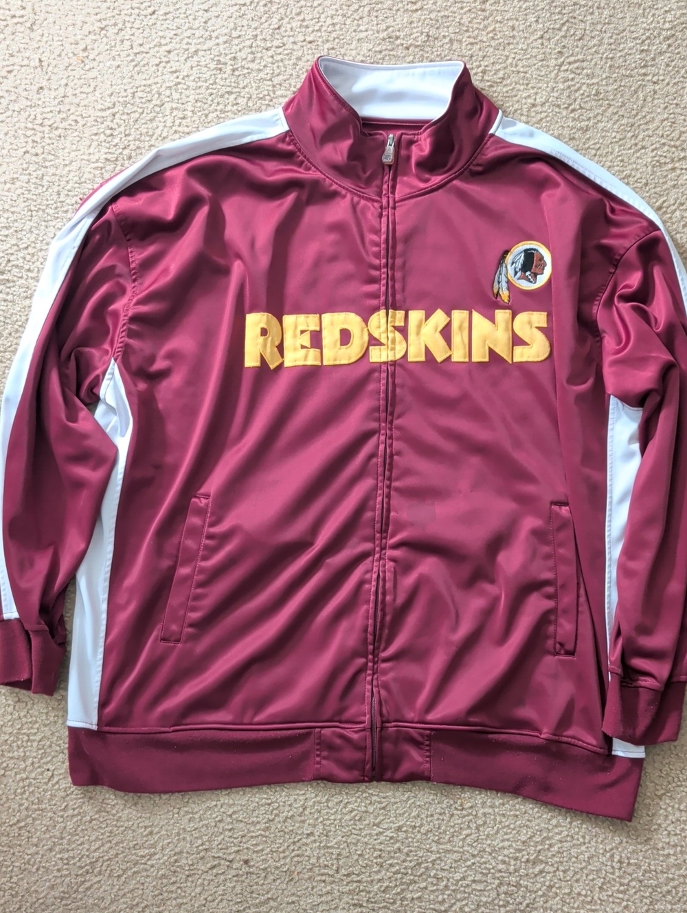 NFL Burgundy and White Track Jacket with Yellow Logo